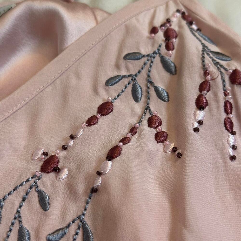 Vintage 90s Silk Pink embroidered beaded Cami Top - Picture 4 of 8